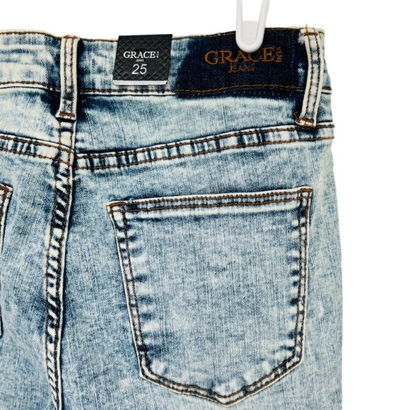 NWT Grace in LA Women's High Waist Side Stripe Blue Skinny Denim Jeans Size 25 - Picture 7 of 11